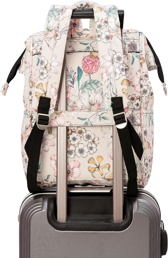 Kinmac Wide Open Style Laptop Backpack for Laptop Up to 15.6 Inch Men Women Travel Outdoor Backpack (Floral)
