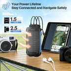 Portable Charger Solar Power Bank 20000mAh with USB-A and USB-C 5V/3A Output Port Blue Battery Pack Compatible with iPhone, Samsung, Waterproof Emergency LED Flashlights Perfect for Camping, Hiking
