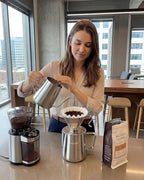 AGOGO Pour Over Coffee Maker Set - Unbreakable 304 Stainless Steel V60 Dripper & Server for Camping & Party, Includes 50 Paper Filters & Barista Towel - Silver - 30oz
