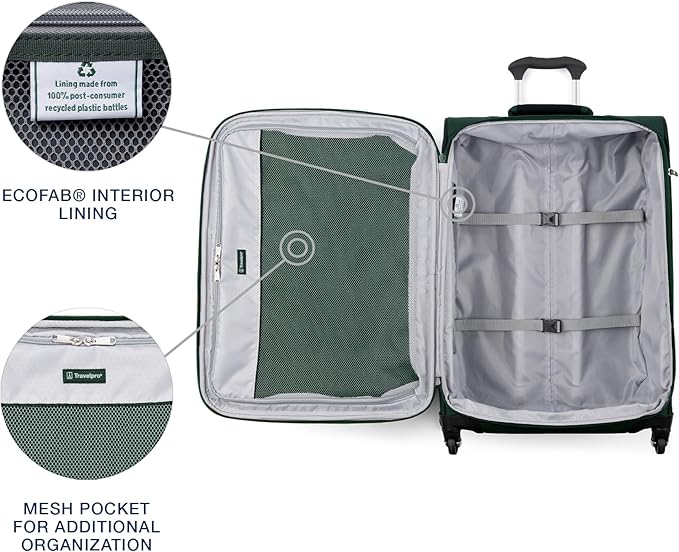 Travelpro Maxlite 5 Softside Expandable Luggage with 4 Spinner Wheels, Lightweight Suitcase, Men and Women, Forest Green, 2-Piece Set (21/29)