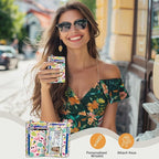 Yonlevres Flamingo Credit Card Holder Slim Wallet Women, Tropical Leaf RFID Blocking Small Wallet Woman, Front Pocket Travel Cute Thin ID Window PU Leather Mini Organizer Case Purse Gift Girls Ladies