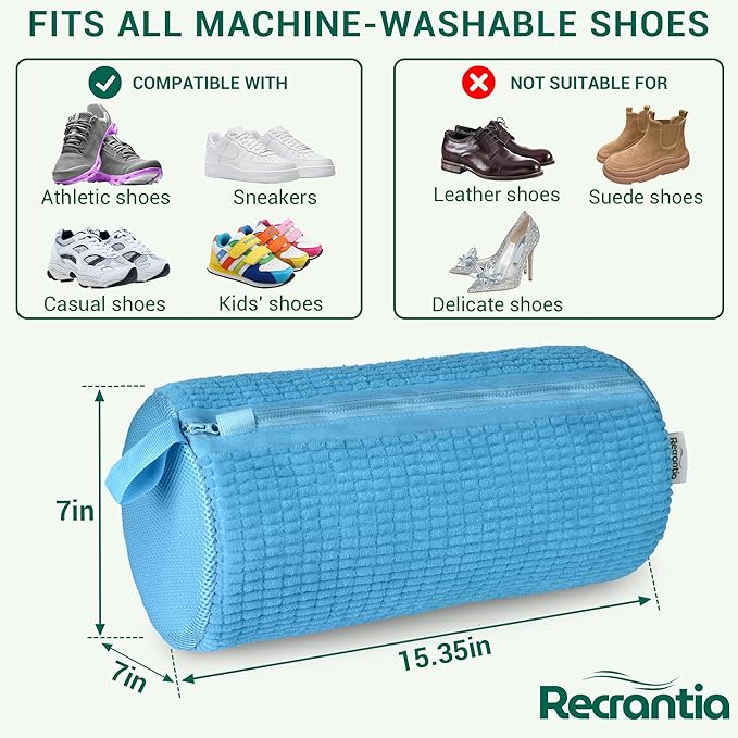 Shoe Washing Machine Bag - Set of 2 Shoe Washing Bags, 360° Deep Clean Shoes Laundry Bag, Reusable Shoe Bag for Washing Machine, Sneaker washing machine bags, Blue