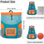 Swim Bag for Kids Mesh Beach Backpack for Boys Lightweight Drawstring Beach Bag Swimming Pool Sports Gym String Bag (Green)