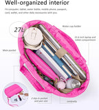 Puffer Tote Bag for Women, Lightweight Puffy Tote with Compartments, Shoulder Bag Crossbody Bags for Women Travel, Work, Gym