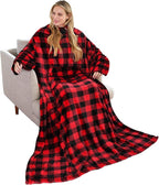 Solaris Wearable Blanket with Sleeves for Adults, Softness Comfort Warmth Fleece Gift for Women Men, Snuggy Body Throw TV Blanket for Home Office Lounge, Gift for Your Lover