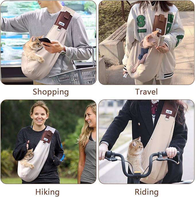 Wakytu Dog Sling Carrier for Small Dogs - Front Dog Carrier with Adjustable Strap - Hands Free Pet Papoose Bag for Chest - Suitable for Puppy, Small Dogs, and Cats for Outdoor Travel,15 lbs