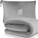 BOACAY Soft & Warm Travel Blanket for Airplane & Car - Long Flight Essential for Women, Men, Kids - Compact Pillow with Luggage Sleeve & Backpack Clip