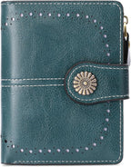 Small Wallet for Women Bifold Credit Card Holder RFID Blocking with Zipper Pocket