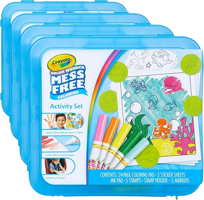 Crayola Color Wonder Mess Free Coloring Activity Set (30+ Pcs), Essential Easter Basket Stuffers for Kids, Travel Art Kit, Gift for Toddlers, Ages 3+ (Pack of 4)