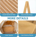 Iioscre Beach Bag for Women, Causal Hobo Pool Bags with Zipper Inner Pocket, Foldable Swim Tote Bag for Vacation Essentials