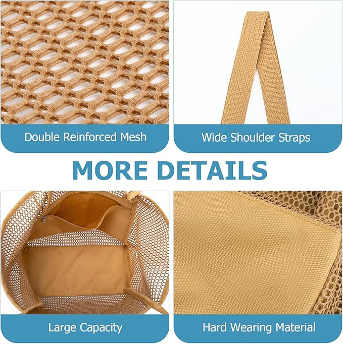 Iioscre Beach Bag for Women, Causal Hobo Pool Bags with Zipper Inner Pocket, Foldable Swim Tote Bag for Vacation Essentials