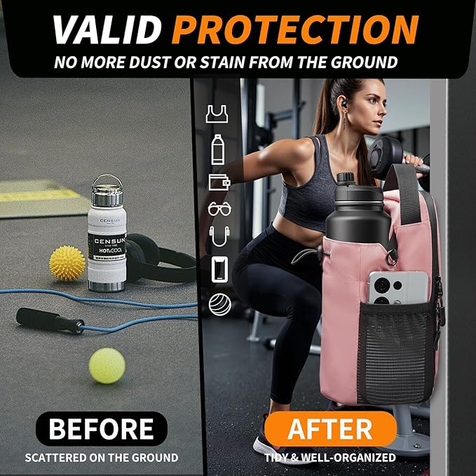 Magnetic Gym Bag for Women and Men, Magnetic Water Bottle Holder with Strap and Phone Pocket