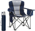 LET'S CAMP Folding Camping Chair Oversized Heavy Duty Padded Outdoor Chair with Cup Holder Storage and Cooler Bag, 450 LBS Weight Capacity, Thicken 600D Oxford