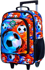 18" Kids Suitcase for Boys, Soccer Toddler Carry on Luggage Set, Cool Football Travel Rolling with Wheels (Fire)