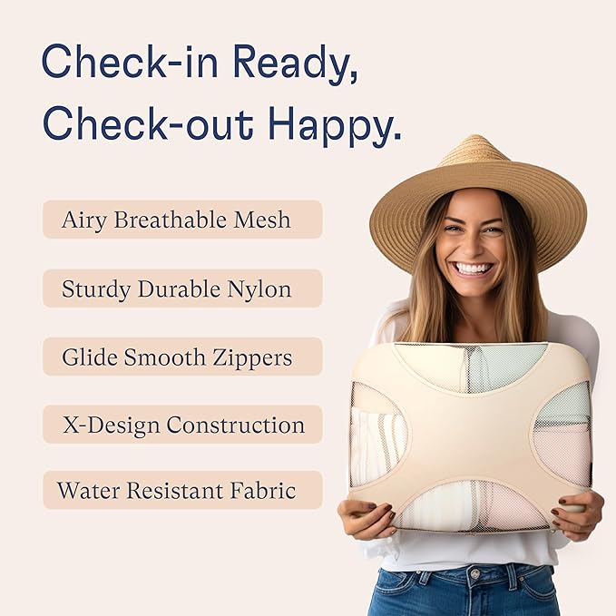 Shacke Packing Cubes for Travel 8 Set - Premium Luggage Organizer Bags - Versatile Travel Organizer for Women and Men - Optimized Packing Bags - Travel Essentials (Cream)