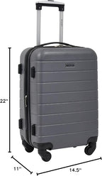 Wrangler Smart Spinner Hardside Luggage, 22-Inch Carry-On, Quiet Shade