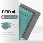VIDIVICI Unisex 2pk RFID Passport And Vaccine Card Holder Combo,Passport Holder-Black&Light Blue | 2pk, RFID, Passport Holder
