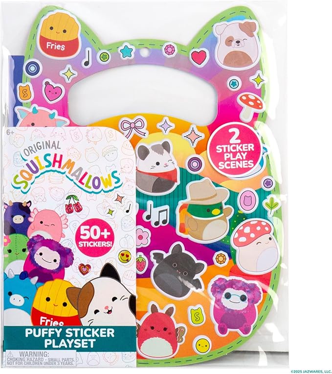 Original Squishmallows Puffy Sticker Playset, Over 50 Reusable Stickers