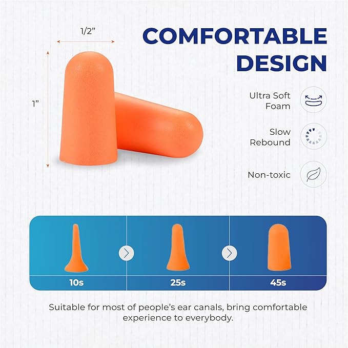 ATERET Earplugs 200 Pairs & 12 Pairs of Safety Glasses I 32db Noise Cancelling Soft Disposable Ear Plugs I Safety Hearing & Eye Protection for Hunting Shooting Range Work Construction