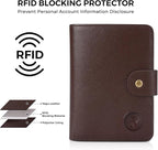 Polare Luxury RFID Blocking Leather Passport Holder Travel Wallet For Men and Women (Coffee with AirTag Slot(Snap Version))
