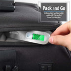 Fosmon Digital Luggage Scale, Digitial LCD Display Backlight Baggage Scale with 110lbs Capacity, Portable Stainless Steel Hanging Luggage Weight Scale with Tare Function for Travelers - Silver