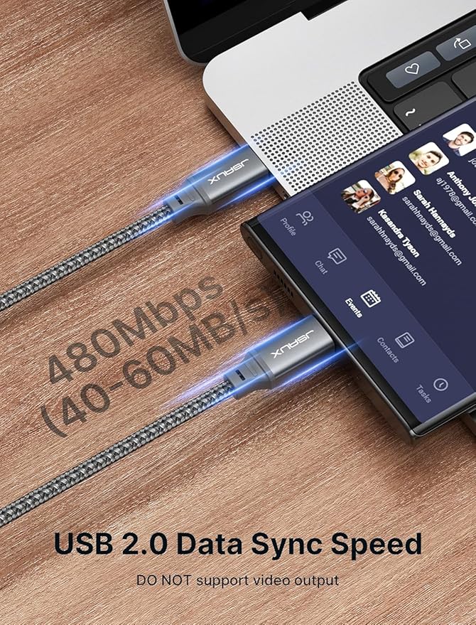 JSAUX 100W USB C to USB C Cable [2-Pack 10FT], Type C Fast Charging Cord for Samsung S26, iPhone 17e/iPhone 17/iPhone Air/iPhone 17 Pro Max, iPhone 16/15 Series, Galaxy S/Note, MacBook, iPad - Grey