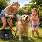 Rechargeable Camping Shower with Heater,1600W Water Heater,6000mAh Shower Pump with LED Display Foldable Bucket Outdoor