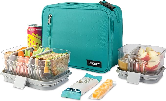 PackIt(R) Freezable Classic Lunch Box, Teal, Built with EcoFreeze(R) Technology, Collapsible, Reusable, Zip Closure With Zip Front Pocket and Buckle Handle, Designed for Fresh Lunch On the Go