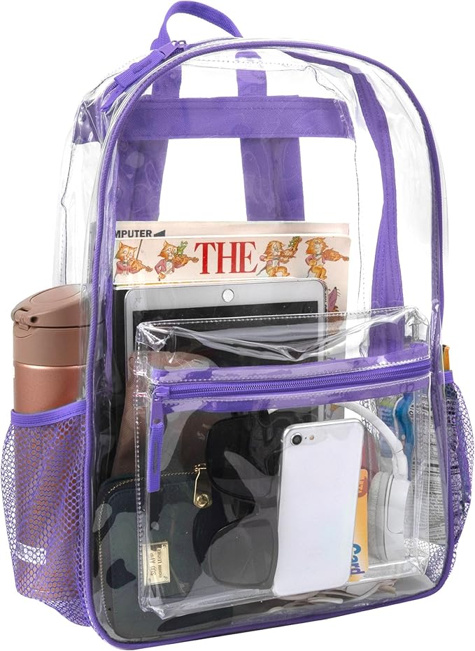 Trail maker Clear Backpack Heavy Duty with Padded Straps, Side Pockets for Kids, Boys, Girls, School, Stadium Approved Events