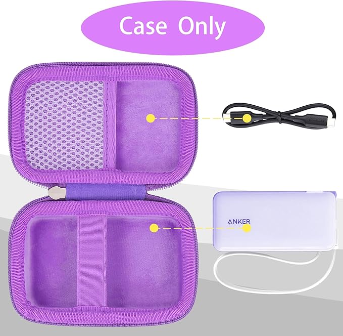 khanka Hard Case Replacement for Anker 3-in-1 Power Bank USB C Charger Block,10,000mAh 10k Portable Charger,Case only. (Purple)