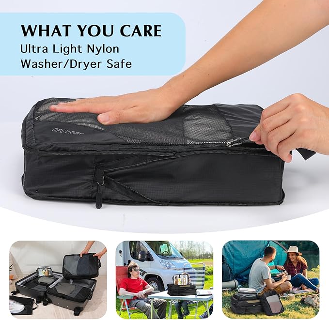 PFEYRPK Lightweight Compression Packing Cubes for Suitcases, Compressible Expandable Travel Packing Organizer with Clear Toiletries and Backpack Bag, Travel Essentials for Carry on Luggage 7 Set