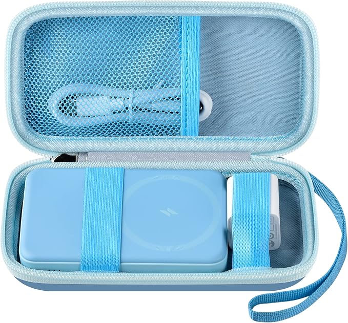 Case for Anker Magnetic Battery 10,000mAh Foldable Wireless Portable Charger, 633/622/621/321 5,000mAh Power Bank (MagGo) Holder, Storage for Baseus Power Delivery -Case Only (Blue, Medium)