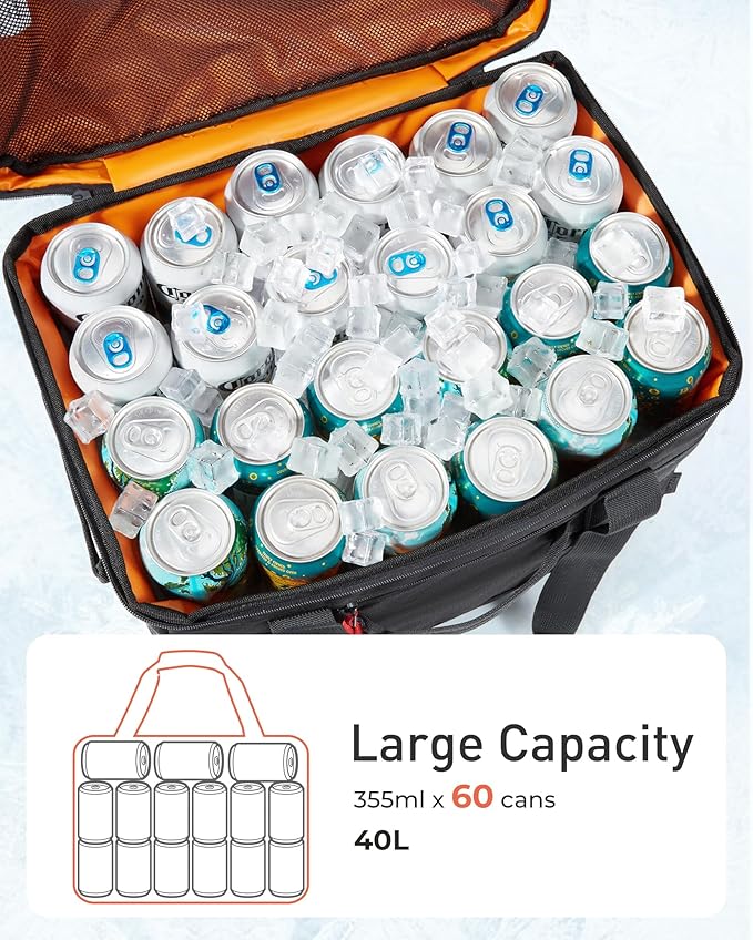 TOURIT Soft Sided Cooler Bag Insulated 30/48/60 Cans, Large Collapsible & Leakproof Ice Chest for Picnic, Beach, Camping, Travel