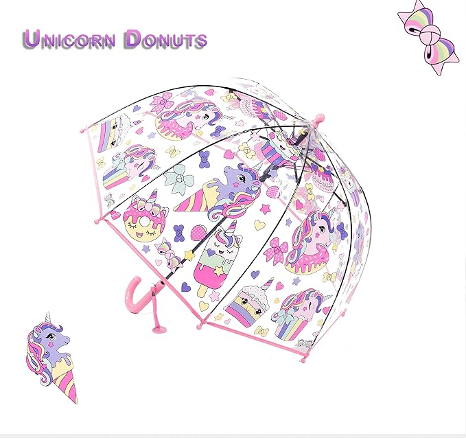 MRTLLOA Kids Clear Bubble Umbrella with an Easy Grip Curved Handle, Safety Transparent Dome Bubble Umbrella for Toddler Boys Girls