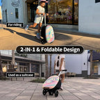 ALVOD Scooter Suitcase for Kids - Scooter Luggage for Kids Lightweight Suitcases with LED Light Wheels