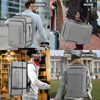 Gieury 55L Carry On Backpack, Extra Large Travel Backpack for Men & Women, Expandable Big Capacity For Airplanes, Travel Gifts for Men Women, Fits 18.4 Inch Laptop, Luggage Suitcase Daypack Bag, Grey