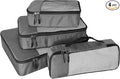 WTREE 4-Piece Packing Cubes Travel Accessories Set for Suitcases - Luggage Organizer Bags with Double Zipper - Mesh Top - Small/Medium/Large/Slim - Dark Grey