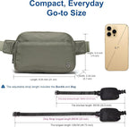 Pander Everywhere Belt Bag for Women, 5 Zipper Pockets Nylon Crossbody Fanny Pack Purse (Dark Salmon).