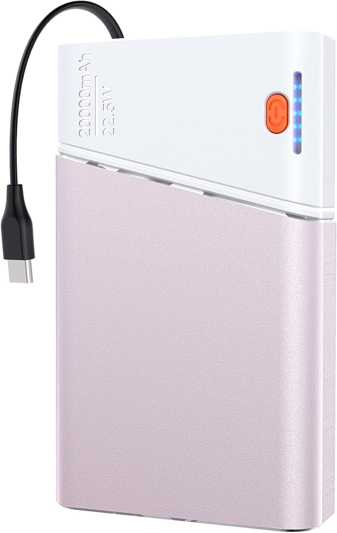 Portable Charger 20000mAh, 22.5W PD 3.0+QC 4.0 Super Fast Charging Power Bank, Cooler Aerospace Metal Case for iPhone 17 16 15 14, 13 Android iPad Samsung Google Tablet & More, Travel Essential (Pink)