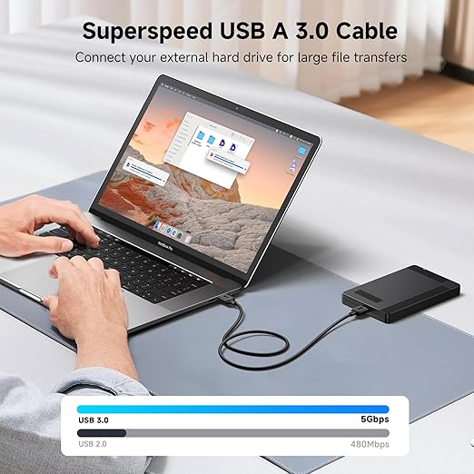 Cable Matters 5Gbps USB 3.0 Cable - 6ft, Male to Male USBA to USBA Cable, USB Cord, Black