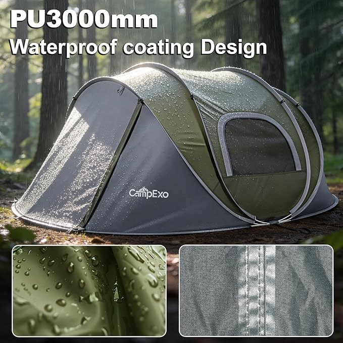 Camping Tent, Pop Up Instant Tent for 2-3 Person, Sets Up in Just Seconds, Waterproof Durable Tent with Carry Bag for Camping Hiking Outdoor