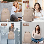 Focdod Laptop Backpack for Women Bookbag: 15.6 inch Work Backpacks with Pouch Pocket for Large Capacity Cup & USB Charger College Book Bag Travel Business Nurse Teacher Bookbags Anti-theft Back Pack