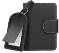 ALLIVE Passport Holder with Luggage Tag, Genuine Leather Passport Holder with AirTag Hidden Pocket, RFID Blocking Travel Wallet for Women & Men, Premium Gift Box, Ready to Gift – Gift Set (Black)