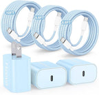 Hzevn 20W USB C Fast Charging for iPhone 17 Air/16/15 Pro Max,3Pack Colorful Mixed Charger Block with Braided Long USB C to C Cables (6/6/10ft) Compatible with iPhone16/15 Pro/15 Plus/iPad Pro
