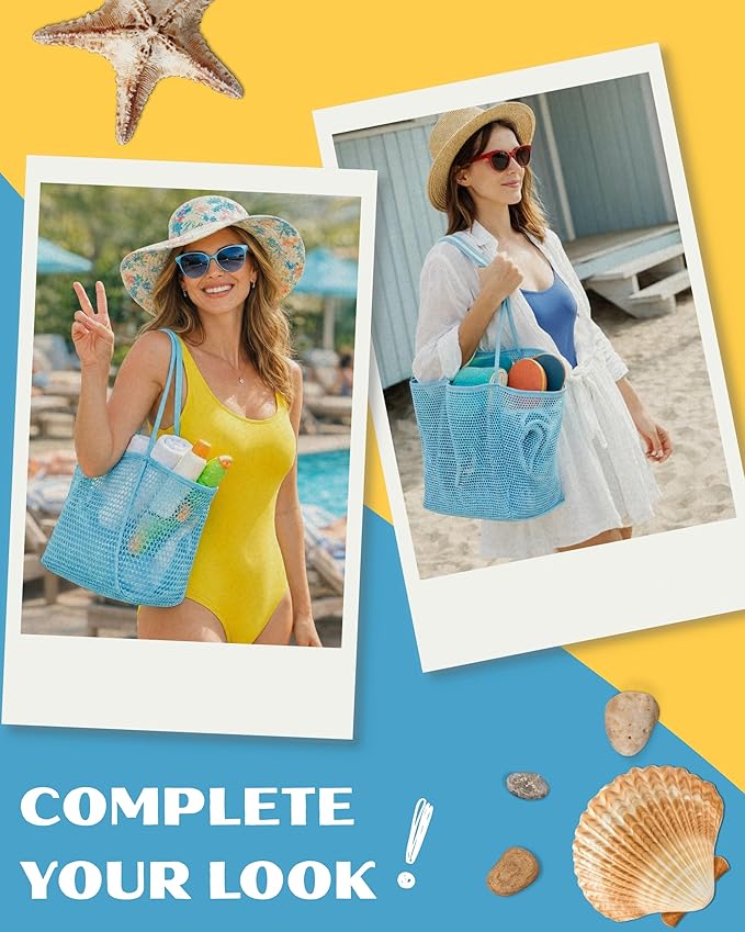 Beach Tote Bag for Women – Waterproof Mesh Tote Bag, Large Capacity Sandproof Beach Bags for Travel