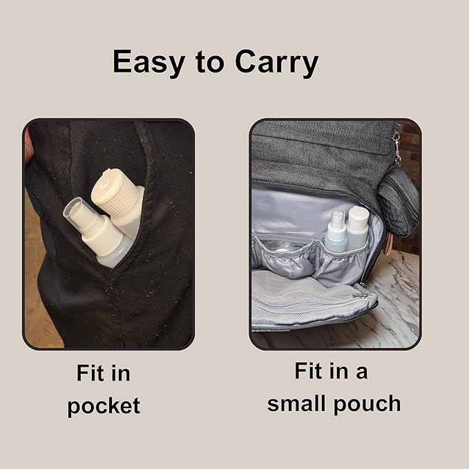 2-Pack 2oz Travel Bottles – Fine Mist Spray & Flip-Top Bottle Set – TSA Approved, FDA Compliant, Chemical Resistant, Leak-Proof, Refillable for Toiletries, Skincare, and DIY Essentials