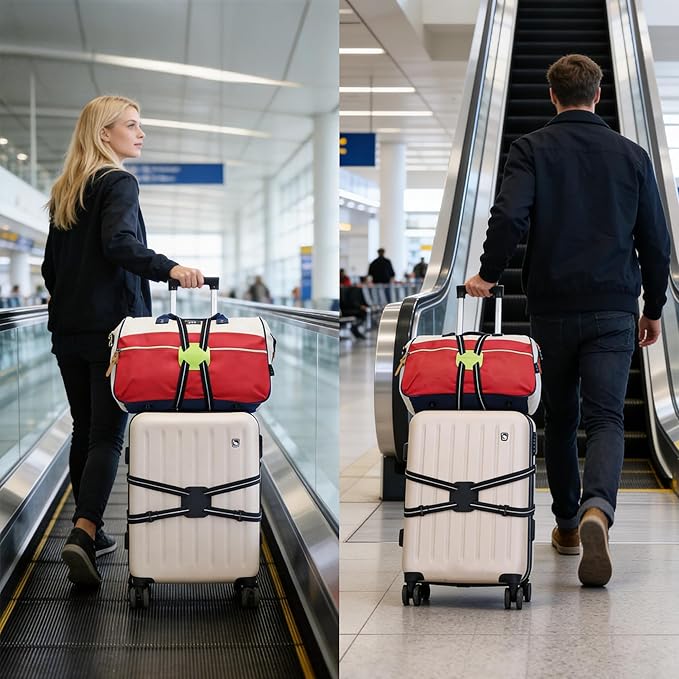 Luggage Straps Bag Bungees for Add a Bag Easy to Travel Suitcase Elastic Strap Belt (Gray, L)