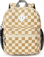 STEAMEDBUN Corduroy Toddler Backpack for Girls Boys 2-4, Kids Preschool Backpack for Kindergarten - Checkered