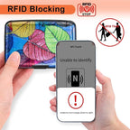 Mayski Credit Card Holder, RFID Blocking, Aluminum Alloy Hard Case, Small Mini Business Metal Wallet for Women Men, Colorful Leaves
