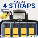 Luggage Straps for Suitcases - TSA Approved - Yellow, 4 PK - Premium Nylon Belts for Suitcase, Briefcase & Travel Bag - Adjustable Strap Length 46" - 78"